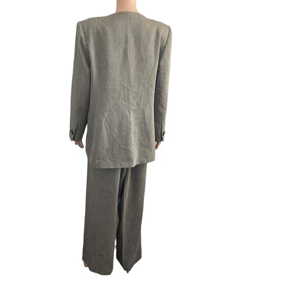 Albert Nipon Pant Suit 2 Piece Womens 16 Wool Blend Gray 5 Button - Picture 2 of 16